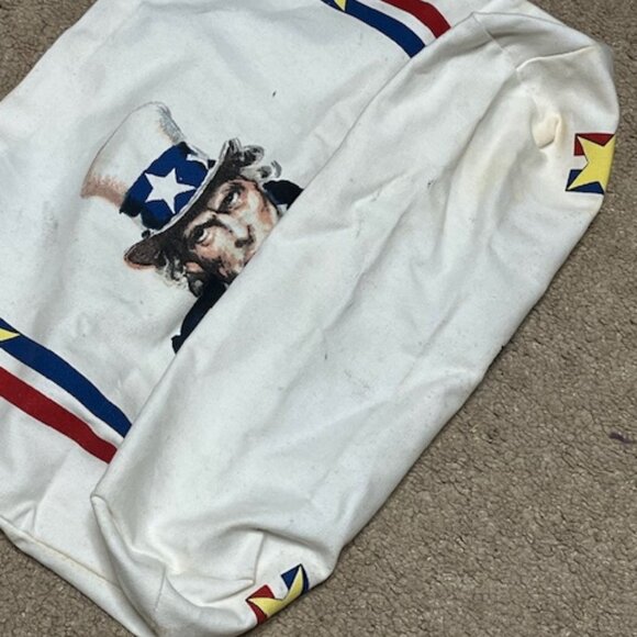 Two Sided Uncle Sam" I Want You" Canvas USA Themed Shopping Tote Bag 13"x4"x14" - Picture 6 of 16